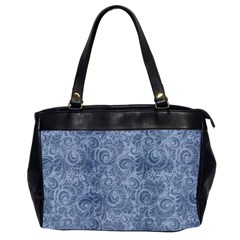 Blue Romantic Flower Pattern Denim Office Handbags (2 Sides)  by Ivana