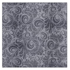 Grey Romantic Flower Pattern Denim Large Satin Scarf (Square)