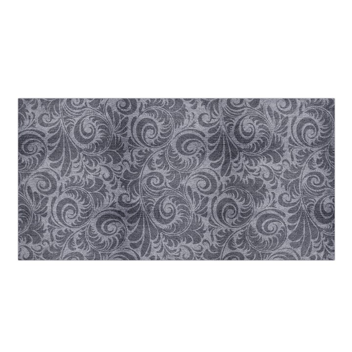 Grey Romantic Flower Pattern Denim Satin Shawl