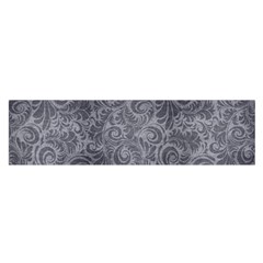 Grey Romantic Flower Pattern Denim Satin Scarf (oblong) by Ivana