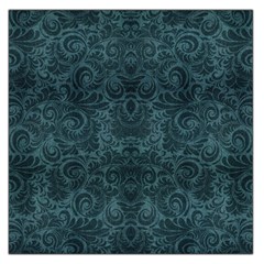 Teal Romantic Flower Pattern Denim Large Satin Scarf (square)