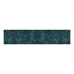 Teal Romantic Flower Pattern Denim Velvet Scrunchie by Ivana