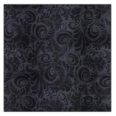 Black Romantic Flower Pattern Denim Large Satin Scarf (square) by Ivana