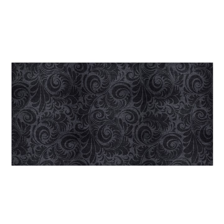 Black Romantic Flower Pattern Denim Satin Shawl