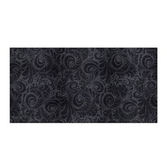 Black Romantic Flower Pattern Denim Satin Wrap by Ivana