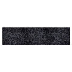 Black Romantic Flower Pattern Denim Satin Scarf (oblong) by Ivana