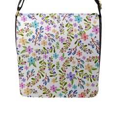 Twigs And Floral Pattern Flap Messenger Bag (l)  by Coelfen