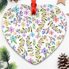 Twigs And Floral Pattern Ornament (heart) by Coelfen