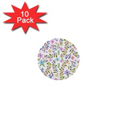 Twigs And Floral Pattern 1  Mini Buttons (10 Pack)  by Coelfen