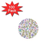 Twigs And Floral Pattern 1  Mini Buttons (100 Pack)  by Coelfen