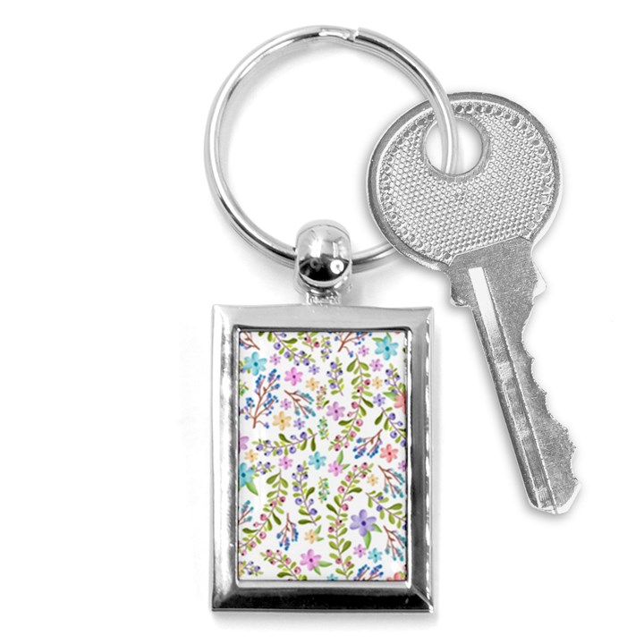 Twigs and floral pattern Key Chains (Rectangle) 