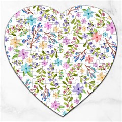 Twigs And Floral Pattern Jigsaw Puzzle (heart) by Coelfen