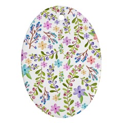 Twigs And Floral Pattern Oval Ornament (two Sides) by Coelfen