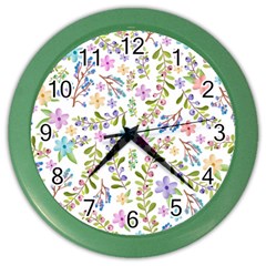 Twigs And Floral Pattern Color Wall Clocks by Coelfen