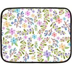 Twigs And Floral Pattern Double Sided Fleece Blanket (mini)  by Coelfen