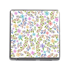 Twigs And Floral Pattern Memory Card Reader (square)