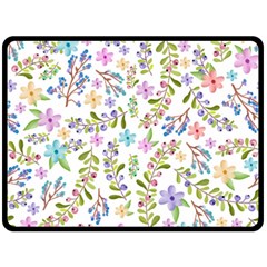 Twigs And Floral Pattern Fleece Blanket (large)  by Coelfen