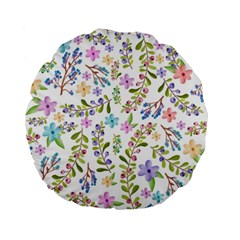 Twigs And Floral Pattern Standard 15  Premium Round Cushions by Coelfen