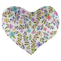 Twigs And Floral Pattern Large 19  Premium Heart Shape Cushions by Coelfen