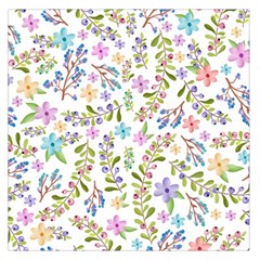 Twigs And Floral Pattern Large Satin Scarf (square) by Coelfen