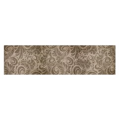 Brown Romantic Flower Pattern Satin Scarf (Oblong)