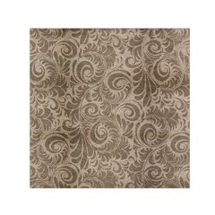 Brown Romantic Flower Pattern Small Satin Scarf (Square)