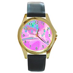 Lights Round Gold Metal Watch