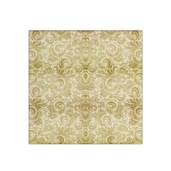 Gold Romantic Flower Pattern Satin Bandana Scarf