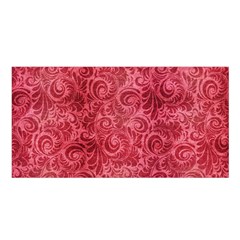 Red Romantic Flower Pattern Satin Shawl by Ivana