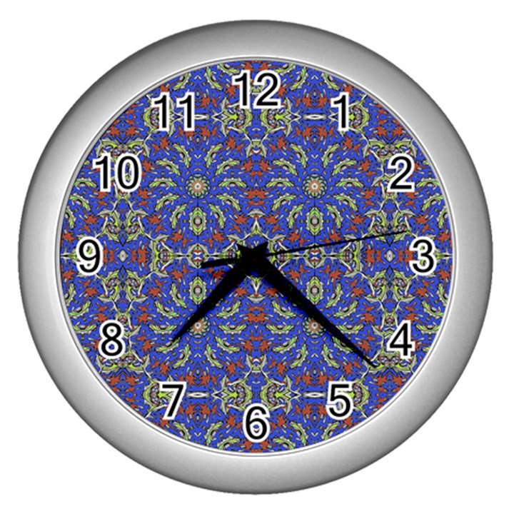 Colorful Ethnic Design Wall Clocks (Silver) 