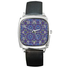 Colorful Ethnic Design Square Metal Watch by dflcprints