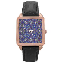 Colorful Ethnic Design Rose Gold Leather Watch  by dflcprints