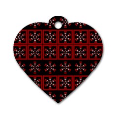 Dark Tiled Pattern Dog Tag Heart (one Side) by linceazul