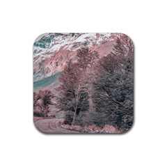 Gravel Empty Road Parque Nacional Los Glaciares Patagonia Argentina Rubber Coaster (square)  by dflcprints