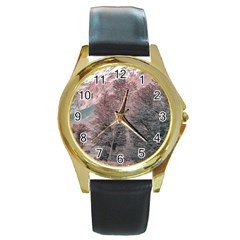 Gravel Empty Road Parque Nacional Los Glaciares Patagonia Argentina Round Gold Metal Watch by dflcprints