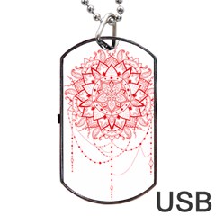 Mandala Pretty Design Pattern Dog Tag Usb Flash (one Side) by Nexatart