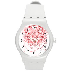 Mandala Pretty Design Pattern Round Plastic Sport Watch (m) by Nexatart