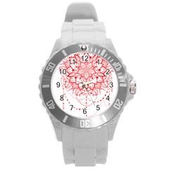 Mandala Pretty Design Pattern Round Plastic Sport Watch (l) by Nexatart