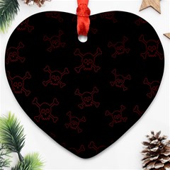 Skull Pattern Heart Ornament (two Sides) by ValentinaDesign