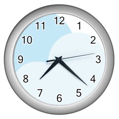 Cloud Sky Blue Decorative Symbol Wall Clocks (silver)  by Nexatart