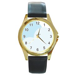 Cloud Sky Blue Decorative Symbol Round Gold Metal Watch by Nexatart