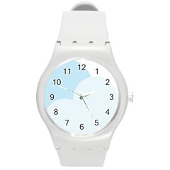 Cloud Sky Blue Decorative Symbol Round Plastic Sport Watch (m) by Nexatart