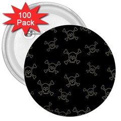 Skull Pattern 3  Buttons (100 Pack)  by ValentinaDesign