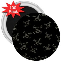 Skull Pattern 3  Magnets (100 Pack) by ValentinaDesign