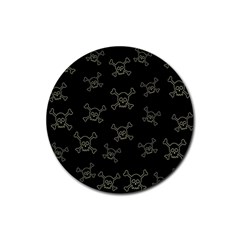 Skull Pattern Rubber Coaster (round)  by ValentinaDesign