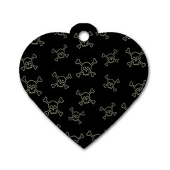 Skull Pattern Dog Tag Heart (one Side) by ValentinaDesign