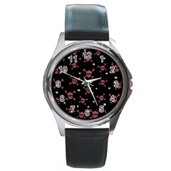 Skull Pattern Round Metal Watch by ValentinaDesign