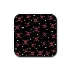 Skull Pattern Rubber Coaster (square)  by ValentinaDesign