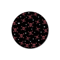 Skull Pattern Rubber Coaster (round)  by ValentinaDesign