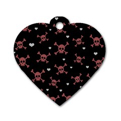 Skull Pattern Dog Tag Heart (one Side) by ValentinaDesign